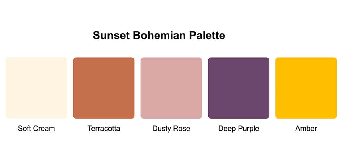 Sunset Bohemian colour-palettes